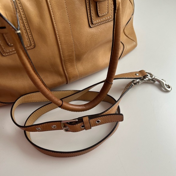 Vintage Coach Sand Leather Satchel Handbag Tote with Contrast Trim - Picture 10 of 10